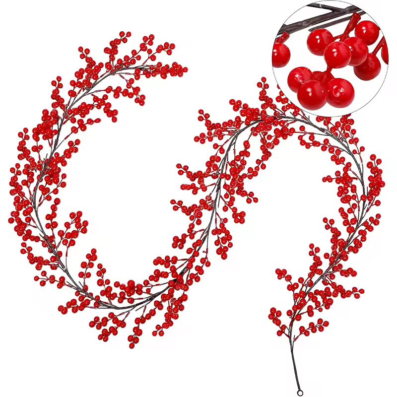 1Pcs 1.8M Artificial Cranberry Vine
