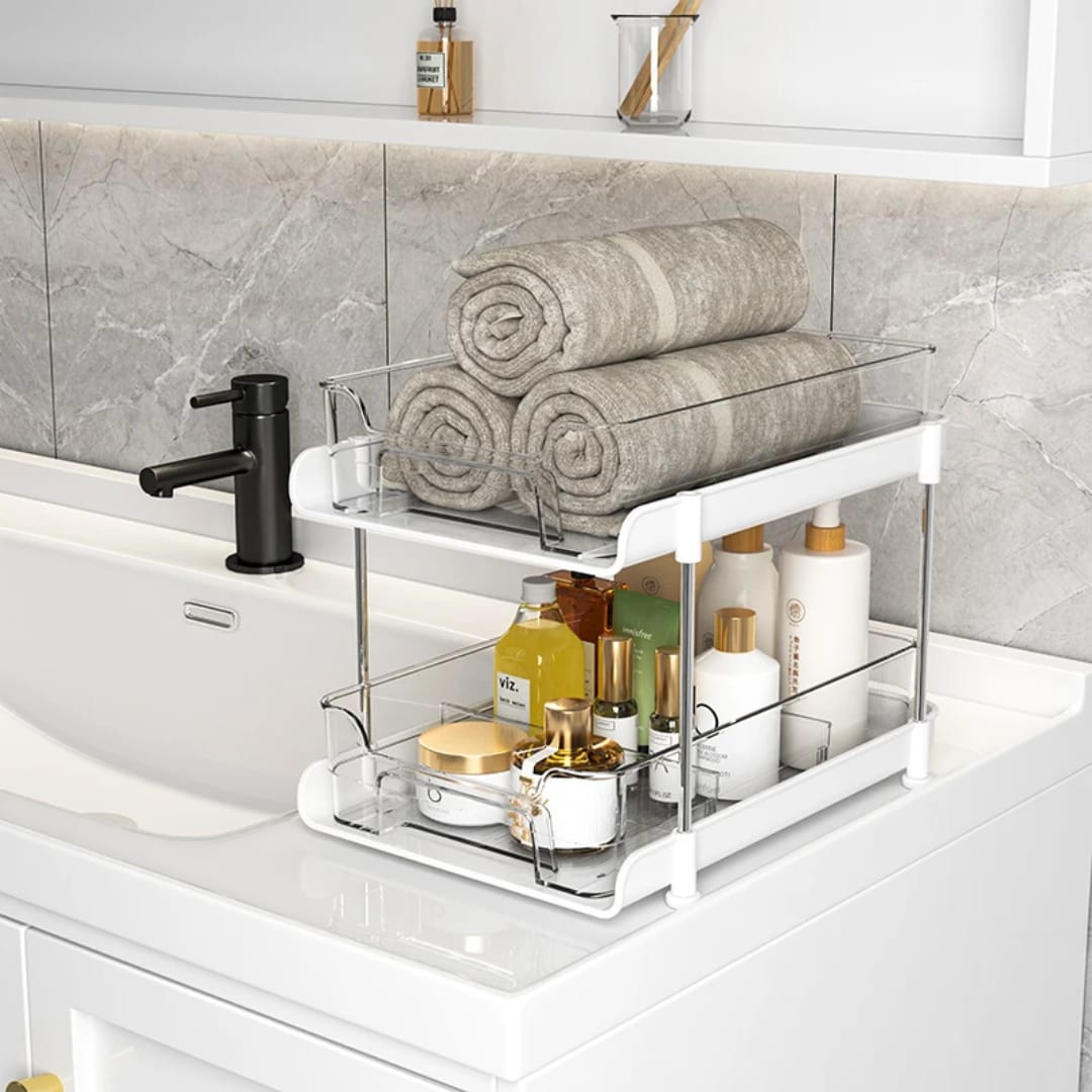 2 Tier Pull-Out Drawer Under the Sink Storage Organizer
