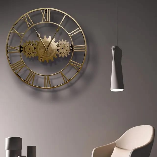Wall Hanging Creative Vintage Antique Mechanical Moving Home decor Gear Wall Clock