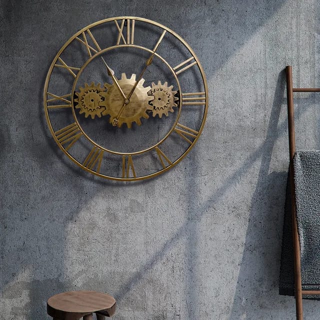 Wall Hanging Creative Vintage Antique Mechanical Moving Home decor Gear Wall Clock