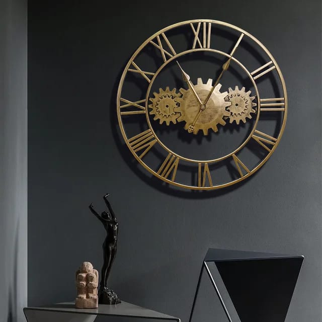 Wall Hanging Creative Vintage Antique Mechanical Moving Home decor Gear Wall Clock