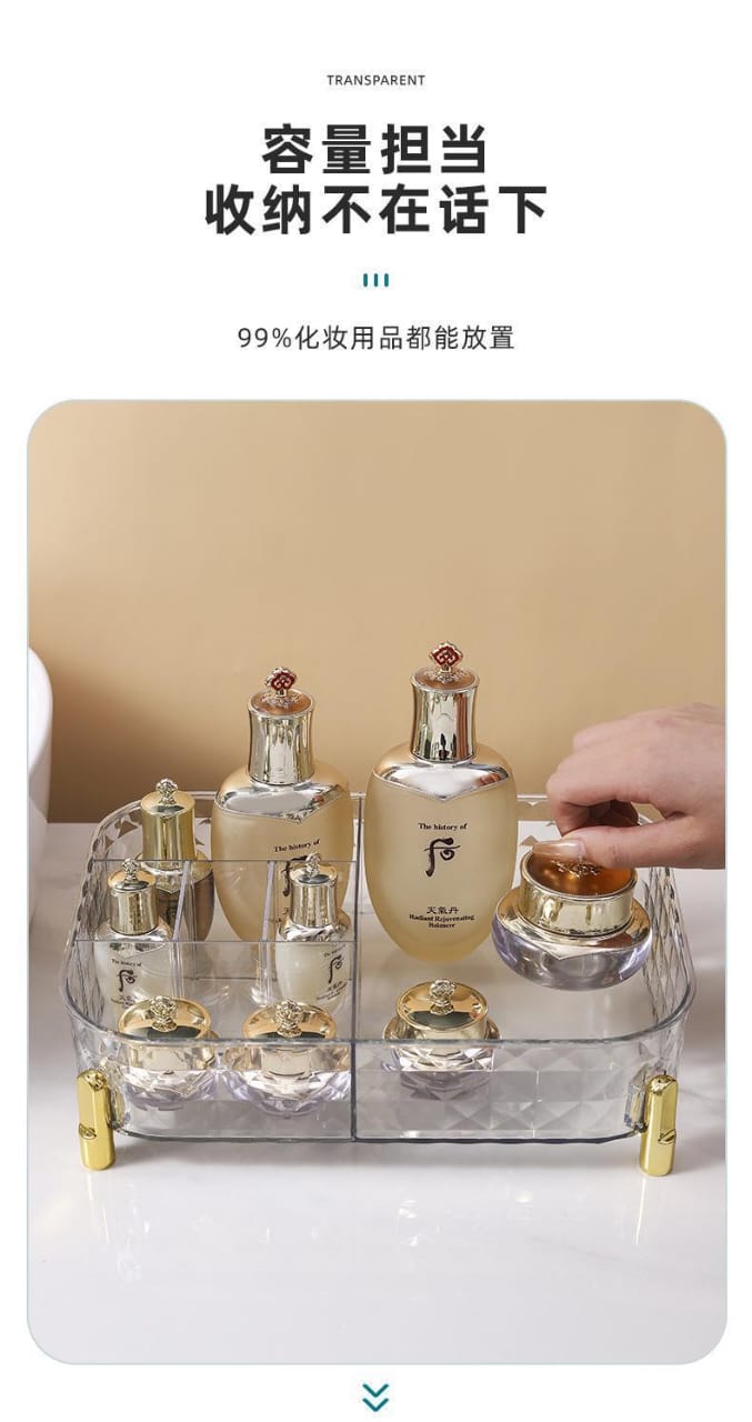 Large Capacity Multi Grids Transparent Make Up/ Multipurpose cosmetics Organizer