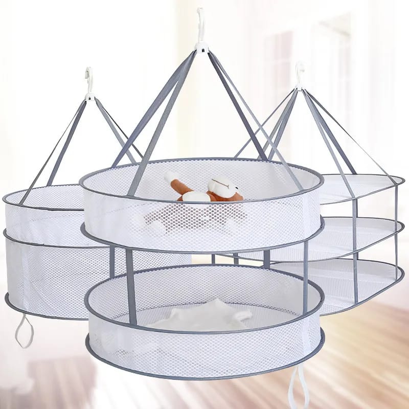 Clothes Drying Basket Hanging Net Pocket Thickened Anti-DeformationDrying Rack Socks Drying Bag Double Layer
