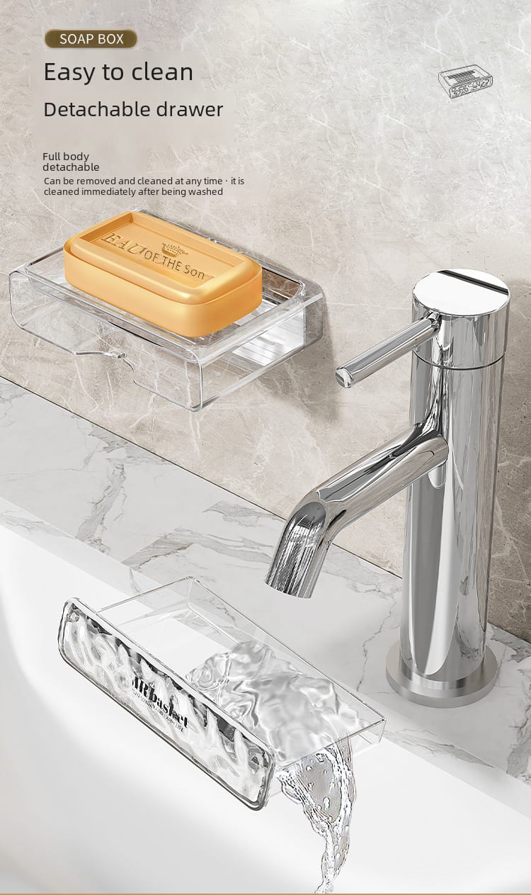 Wall-mounted Soap Dish No-drilling Bathroom Decor Soap Holder Storage Rack