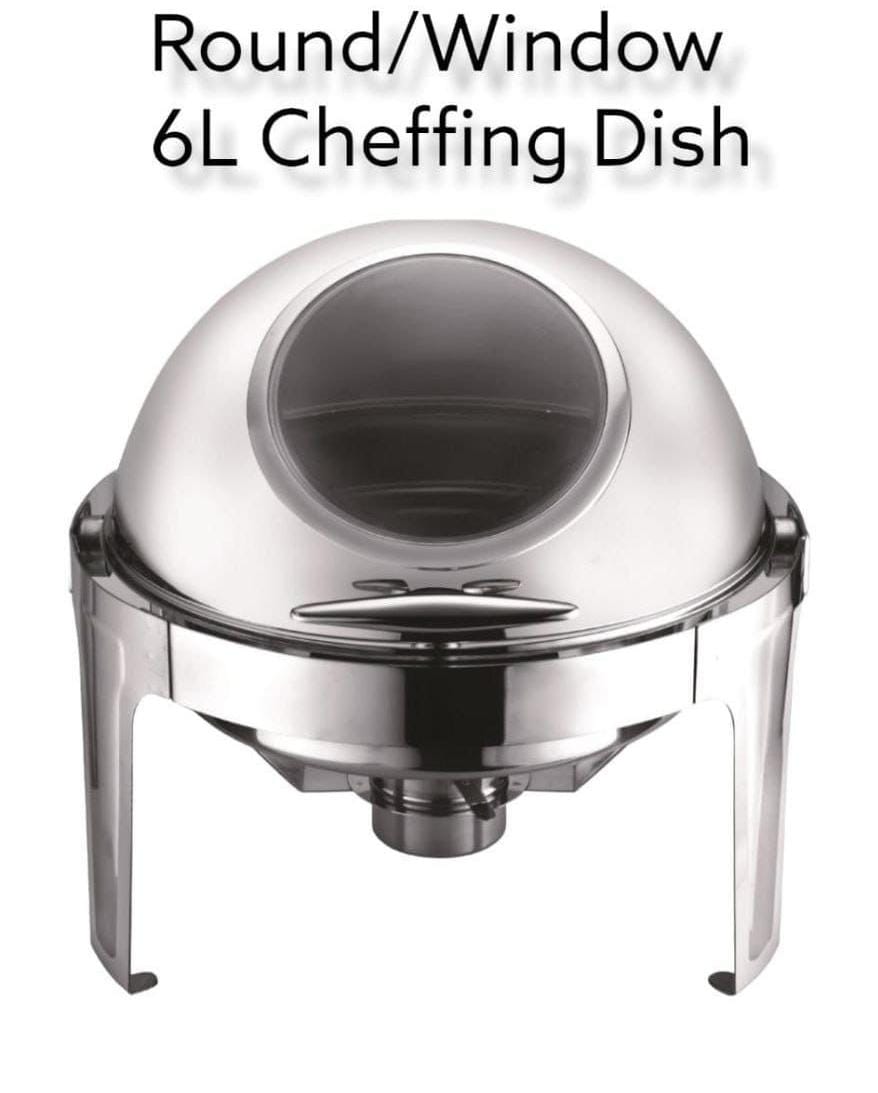 6litres silver Roll top with glass lid chaffing dish