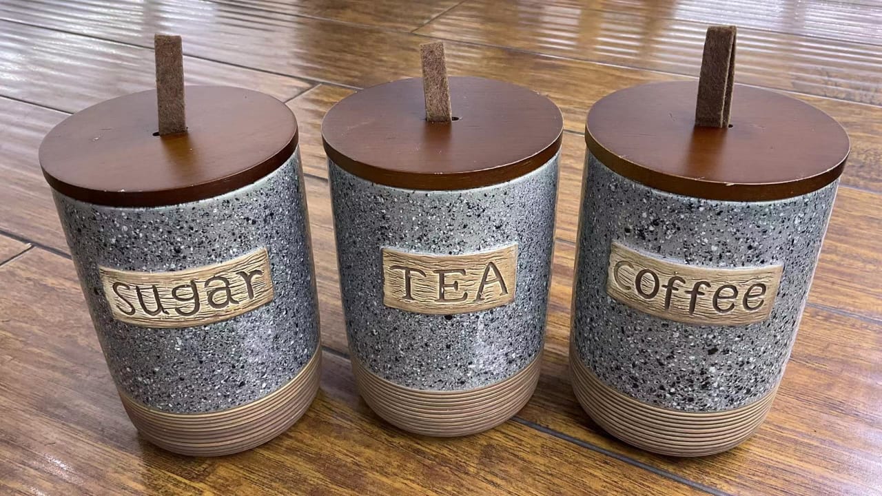 3pcs Airtight Farmhouse Canisters Set with Bamboo Lid