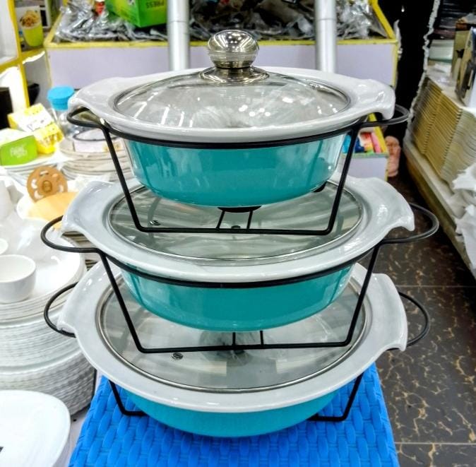 3 pcs ceramic food warmers.