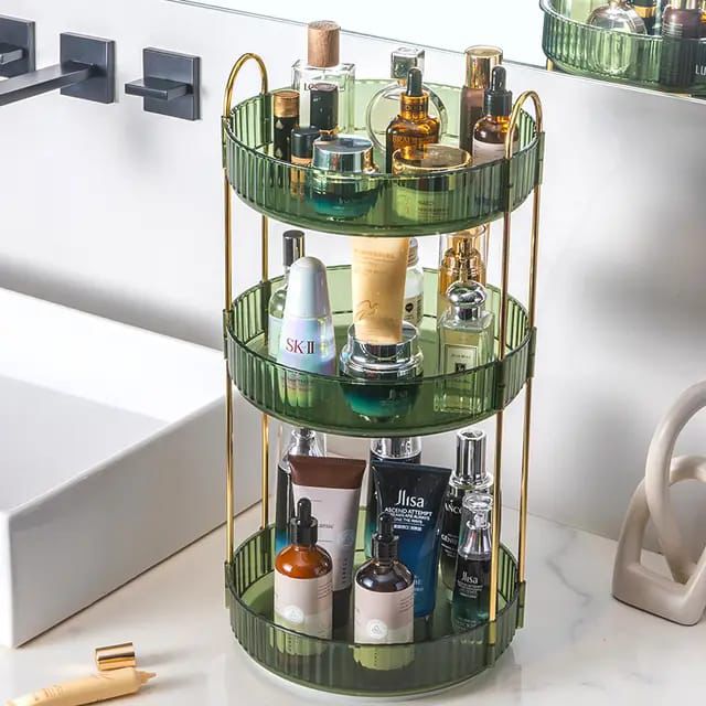 360 Degree 3 Tier Rotating Multifunctional Transparent makeup/Cosmetic organizer.