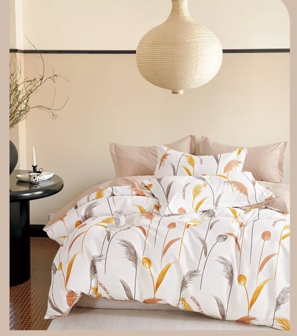 4pc Double Sided Luxurious High Quality Duvet Cover Set (Floral Edition).