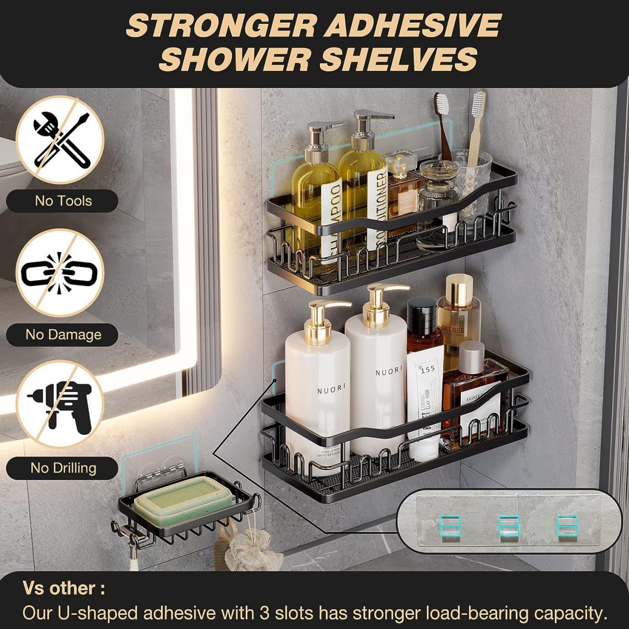 3pcs set Shower caddy shelf/Bathroom organizer