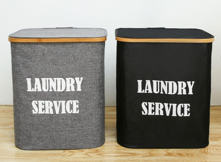 Waterproof Collapsible Cloth Harmper Storage Baskets with Lid handles for clothes laundry