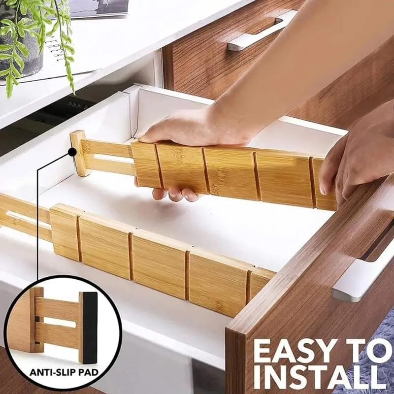 4pcs set Bamboo Drawer Divider with inserts