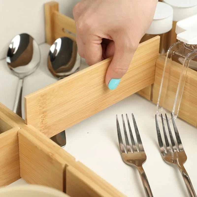 4pcs set Bamboo Drawer Divider with inserts