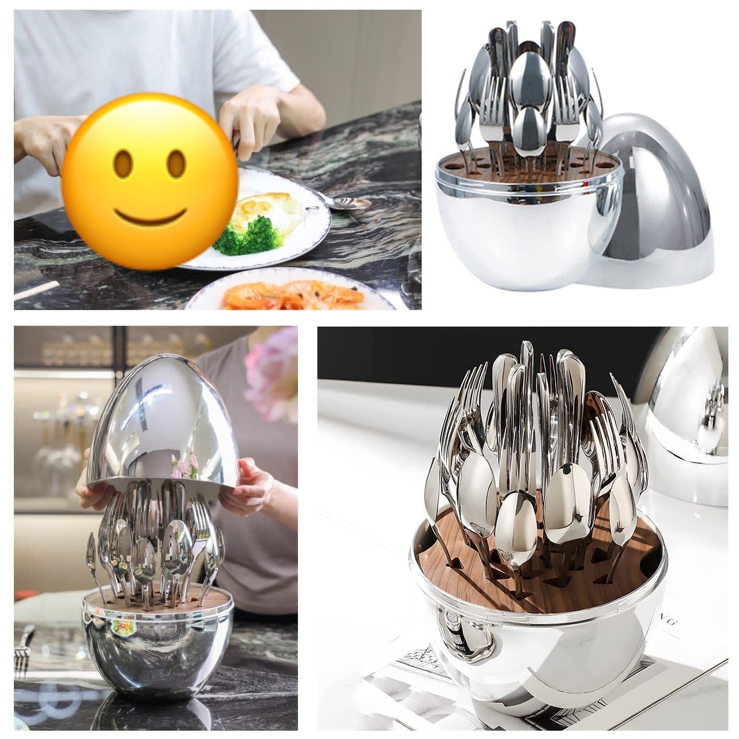 Egg shaped cutlery set