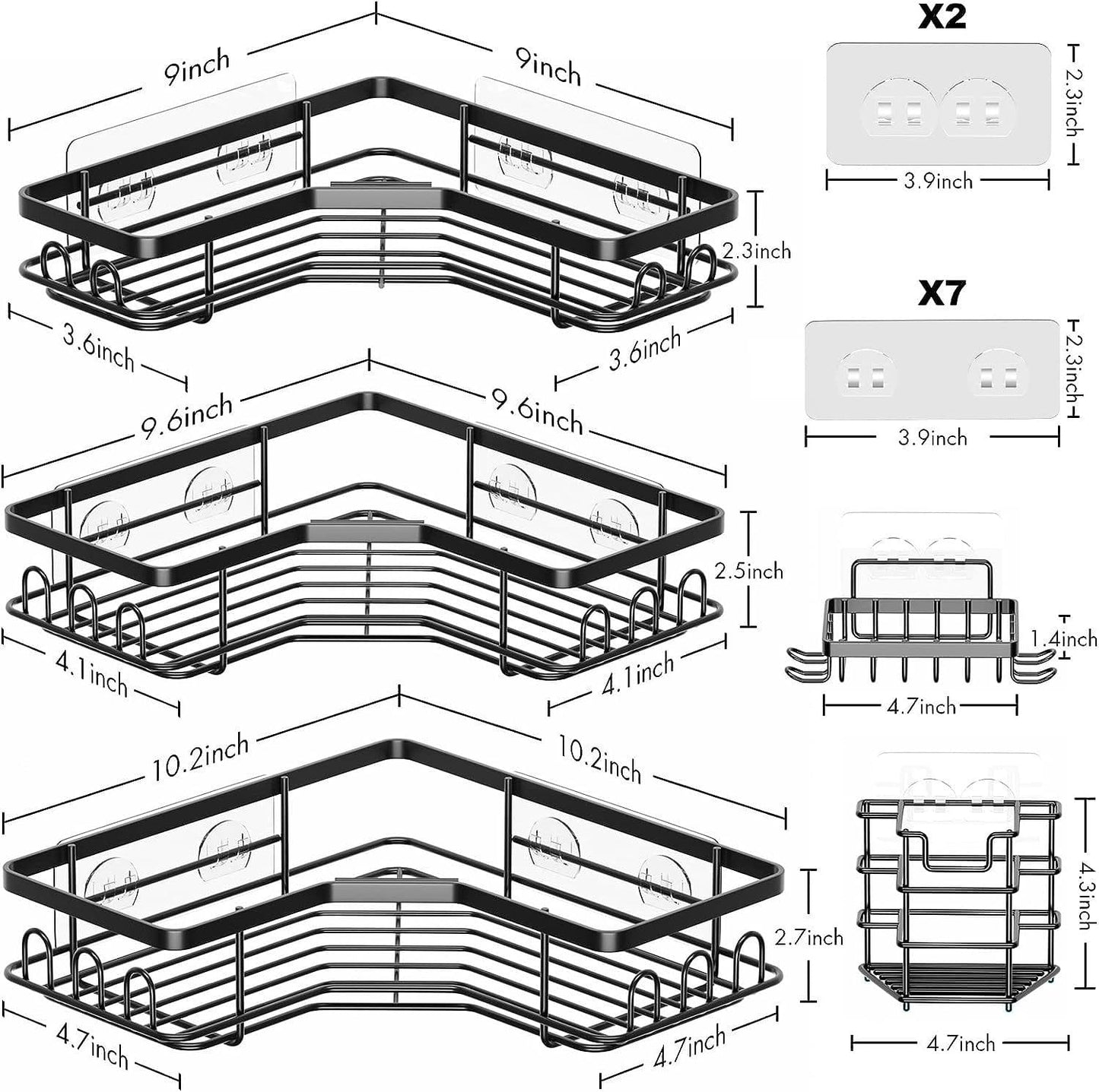 5 pcs set triangular shower caddy