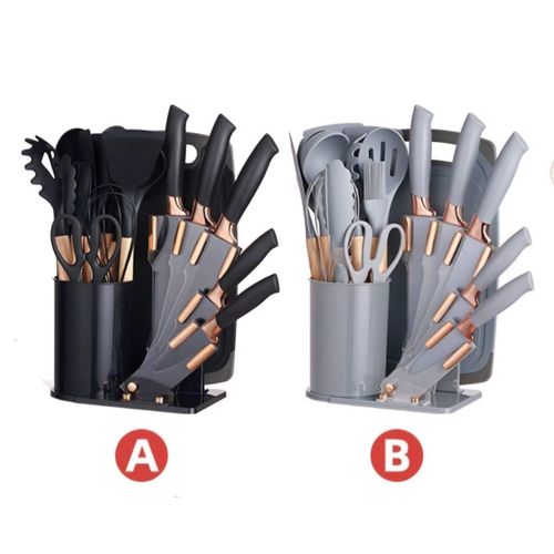 19pcs silicon spoon/knife set with chopping board