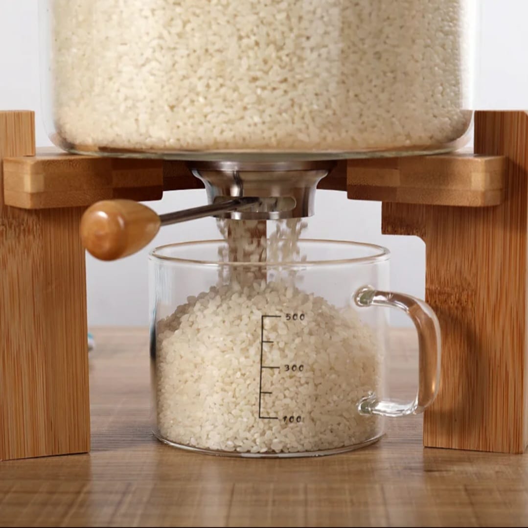 High Borosilicate Food Storage Glass tank with Bamboo wooden lid and stand