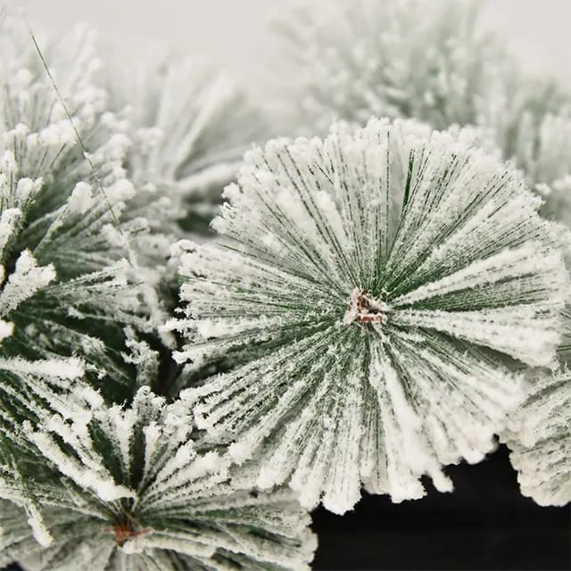 2.7M Christmas Pine Garland Snow Flocking with decorations and lighting