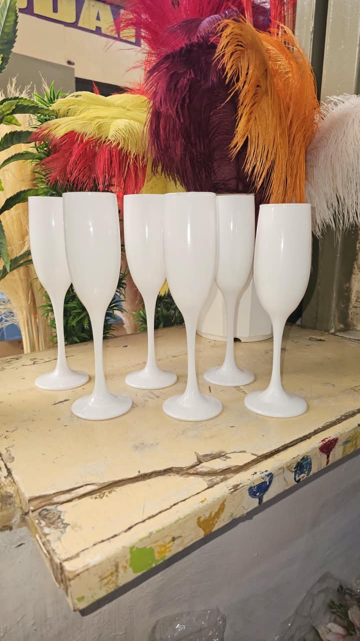 170ml white champagne flute glass
