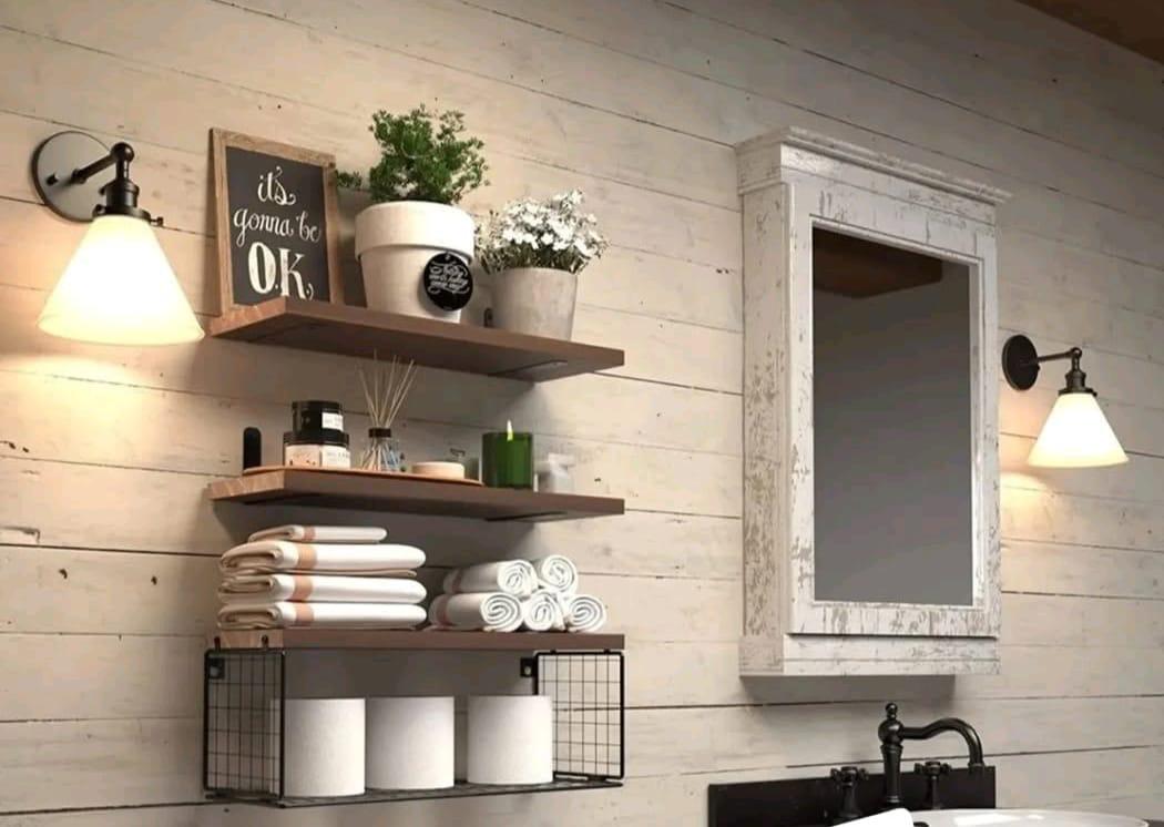 Solid pine wood bathroom floating shelves Size