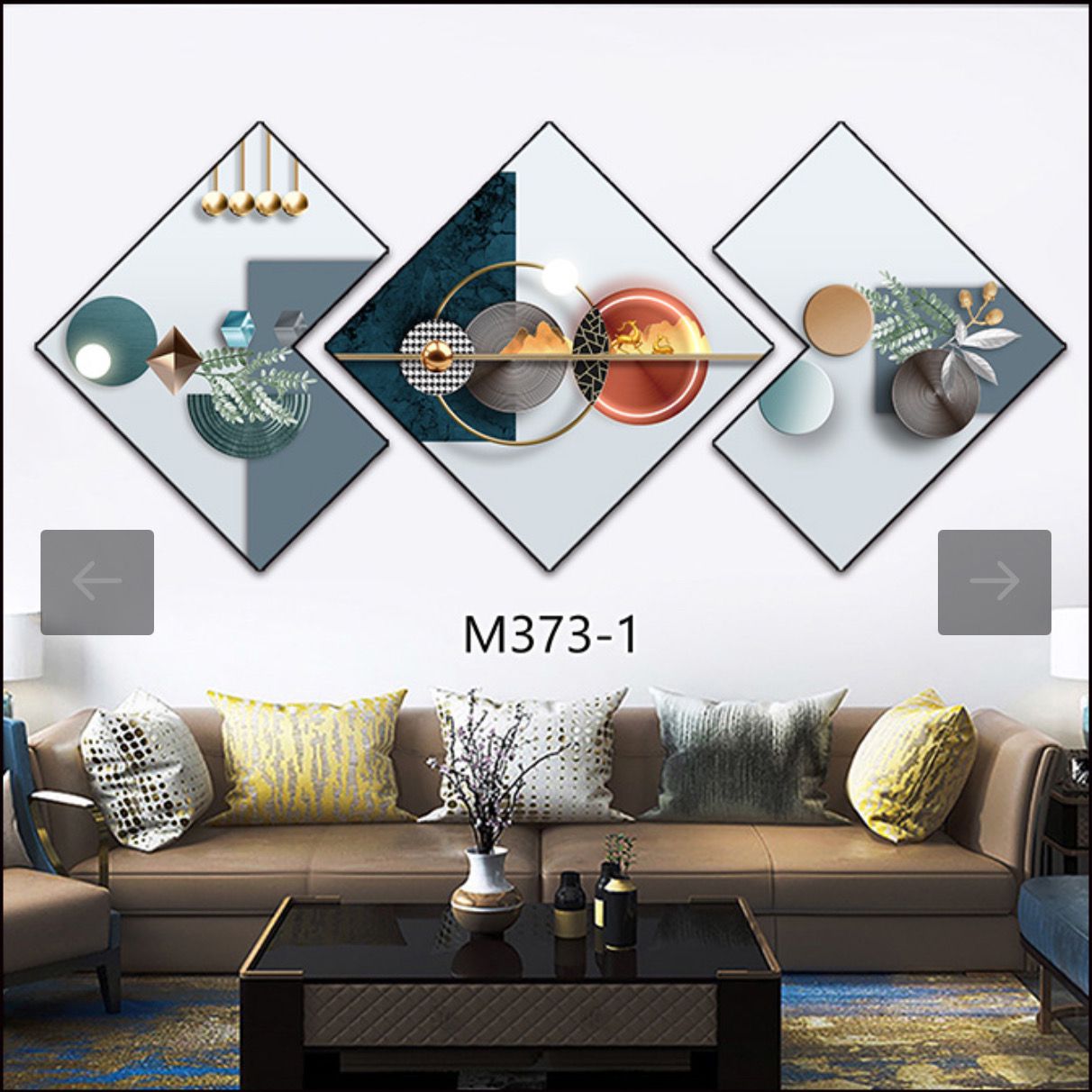 3 Piece 3D Abstract Art 78 Crystal porcelain painting Aluminum Alloy Frame
