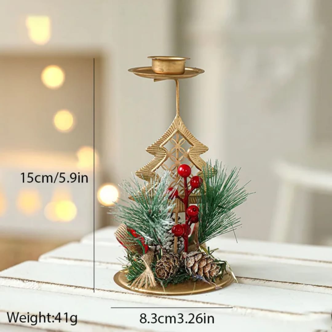 Christmas Candle Holder Santa Claus Elk tree