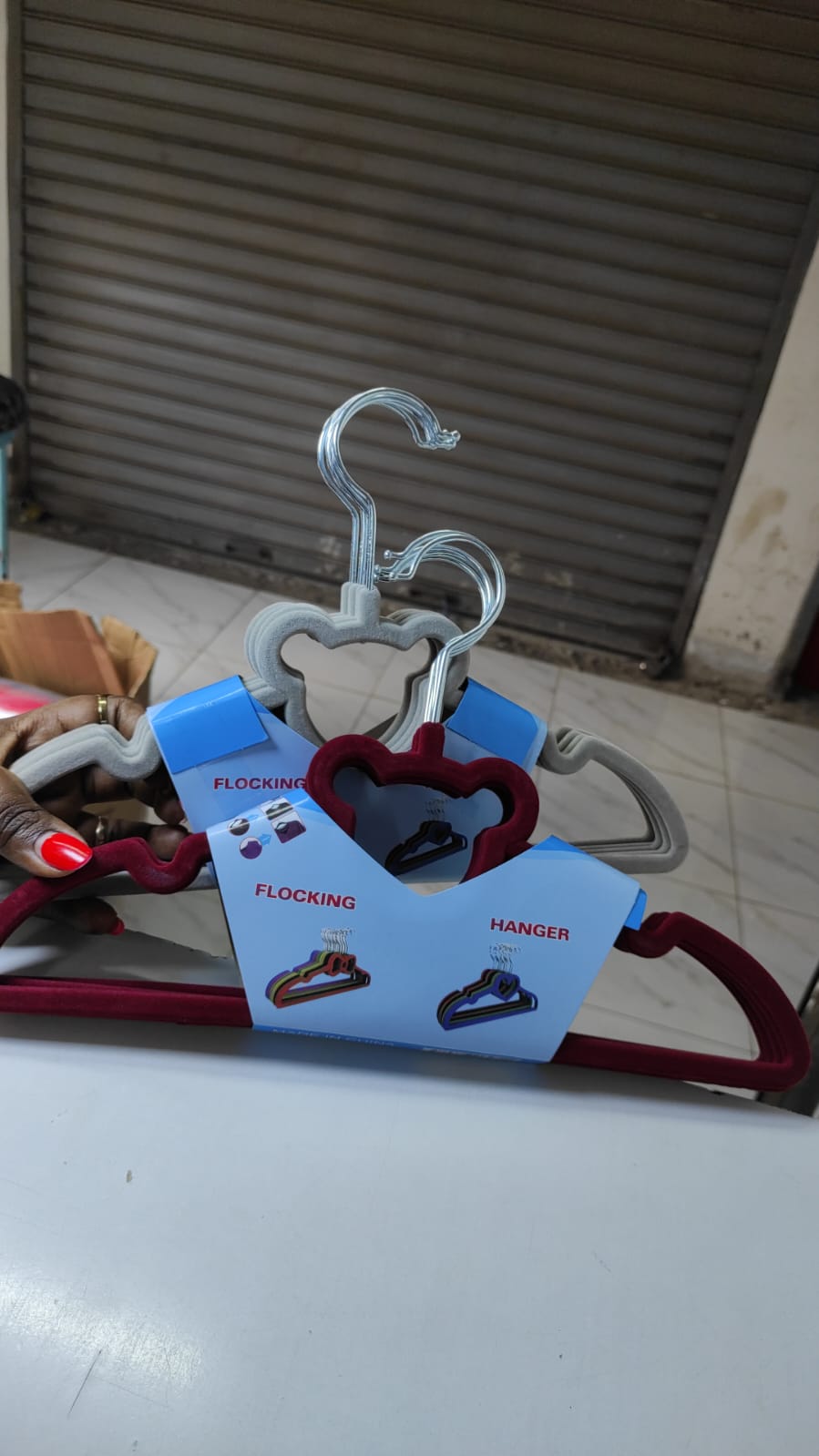 5 pcs Ultra-thin Bear Shape Non Slip Velvet Flocking clothes Hanger