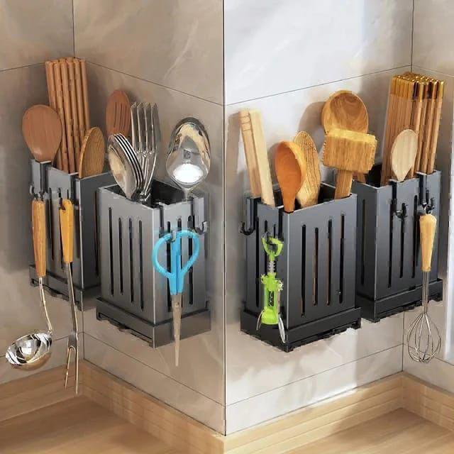 Wall Mounted Perforated Plastick spoon,chopstick Holder with draine