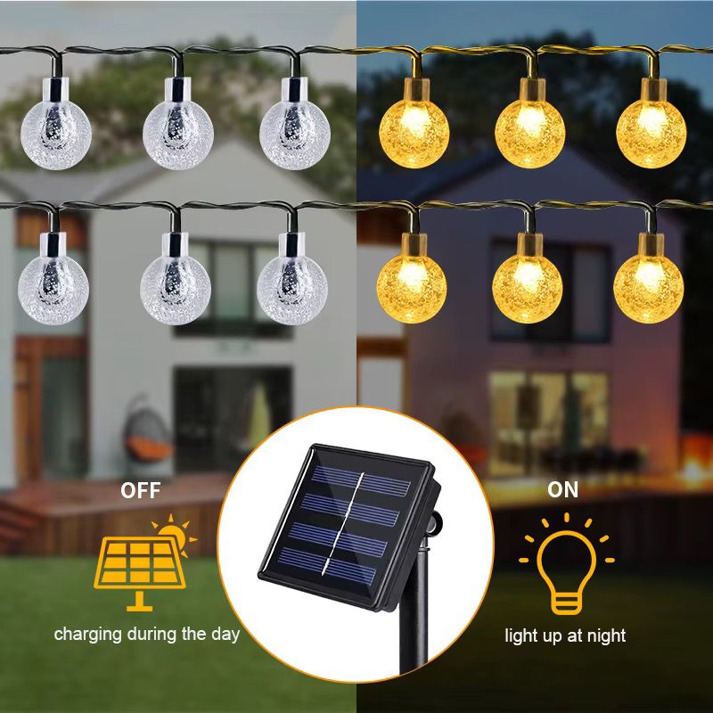 Solar Powered Outdoor Ball String Christmas Lights – 12M Roll -100 Balls