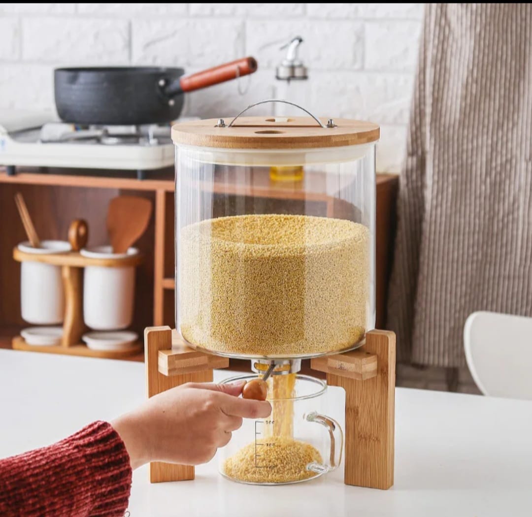 High Borosilicate Food Storage Glass tank with Bamboo wooden lid and stand