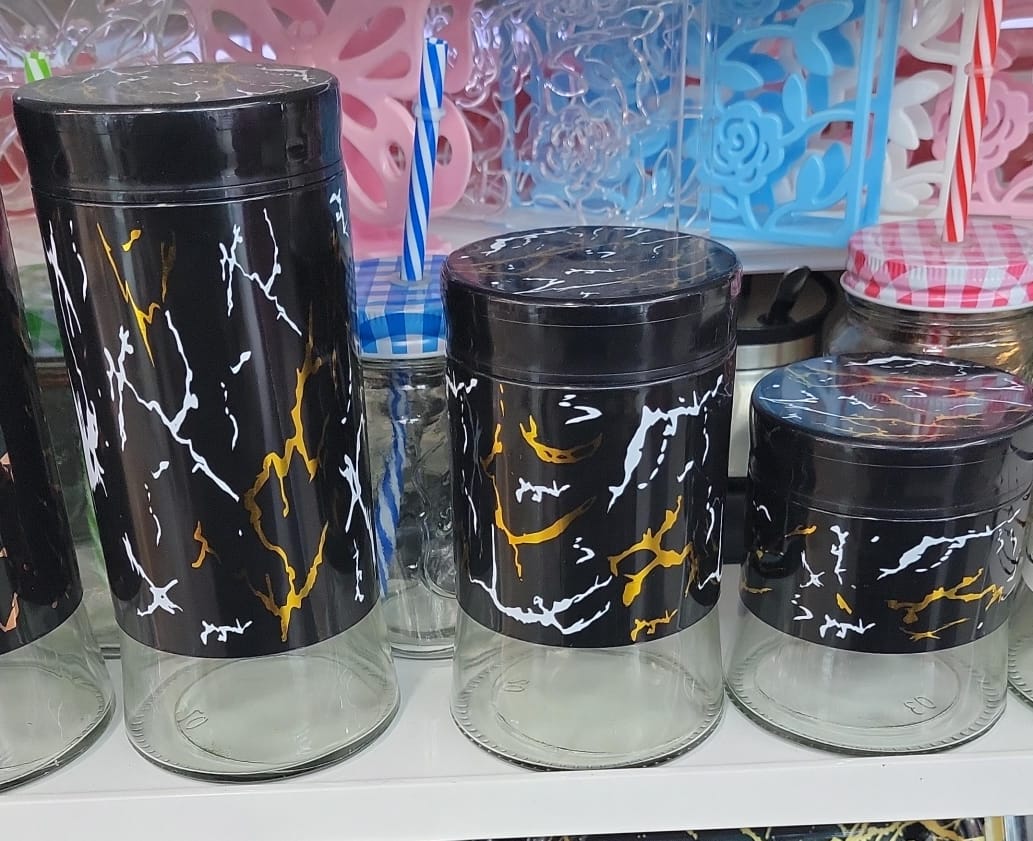 3pcs glass storage jars