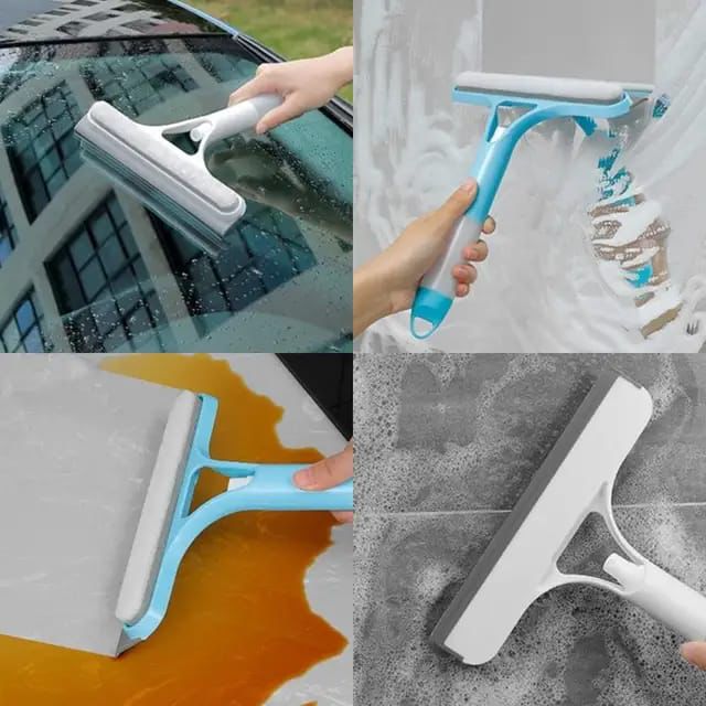 3-in-1 Car Spray Glass Double Sided Wiper Spray Window Squeegee Cleaner Bathroom brush Mirror Scrapper with spray bottle
