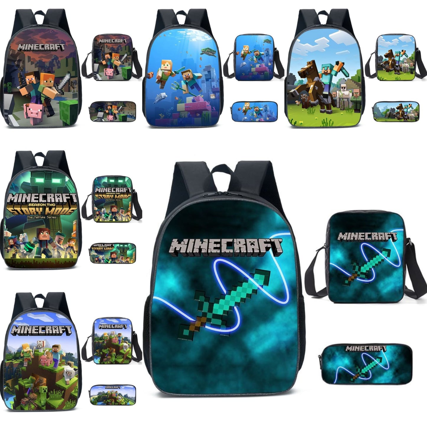 3 in 1 minecraft themed backpack