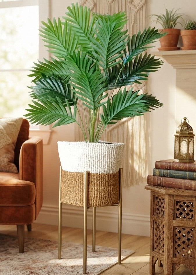 120 cm Artificial Palm Tree with Woven Basket