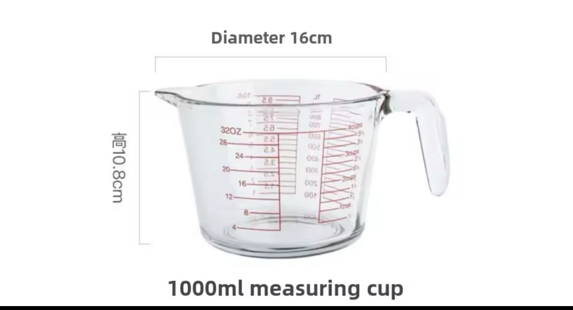 1000ml Glass Measuring Cup With Scale And Handle