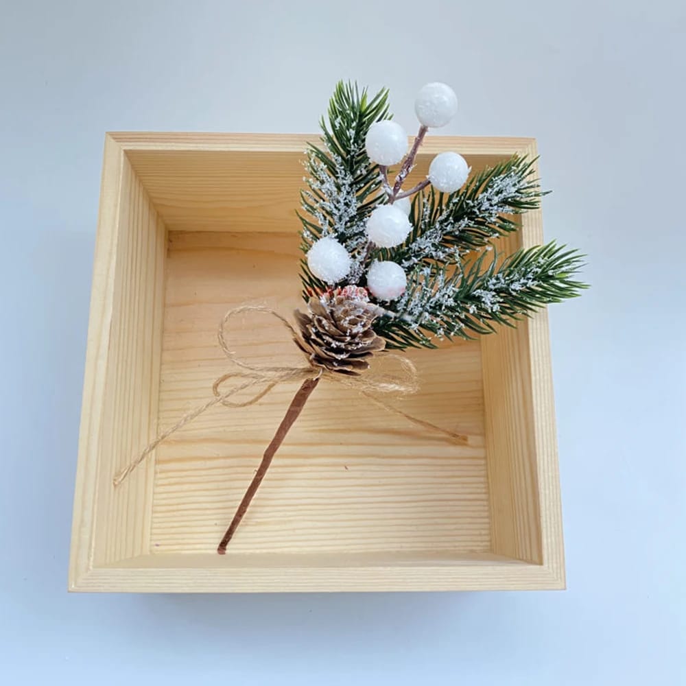 2Pcs Christmas Red Berry Articifial Flower Pine Cone
