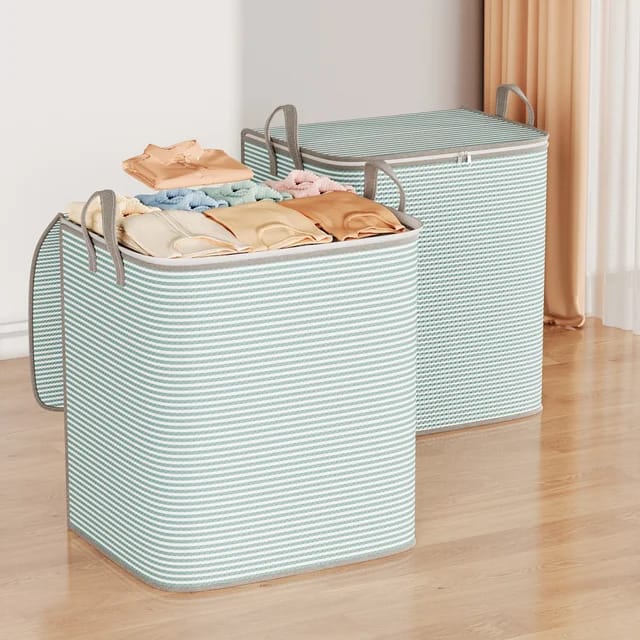 Striped Quilt Duvet/Closet Organizer/Luggage Storage Bags