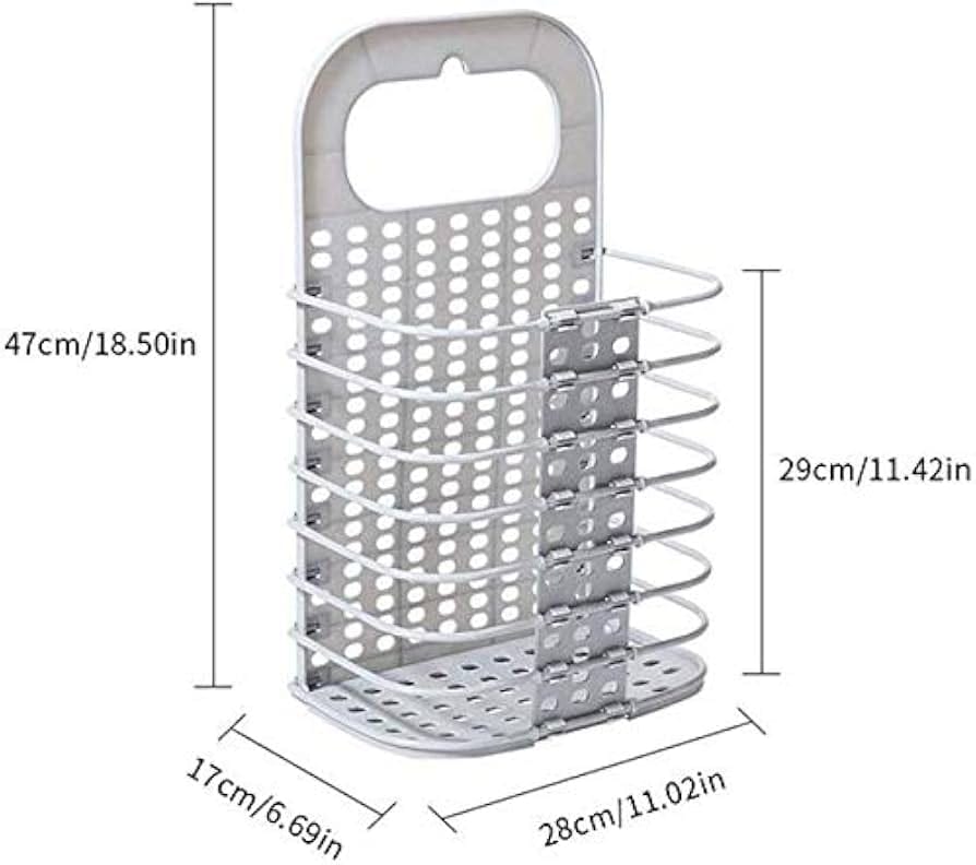 white Hard plastic wall mounted Foldable laundry basket