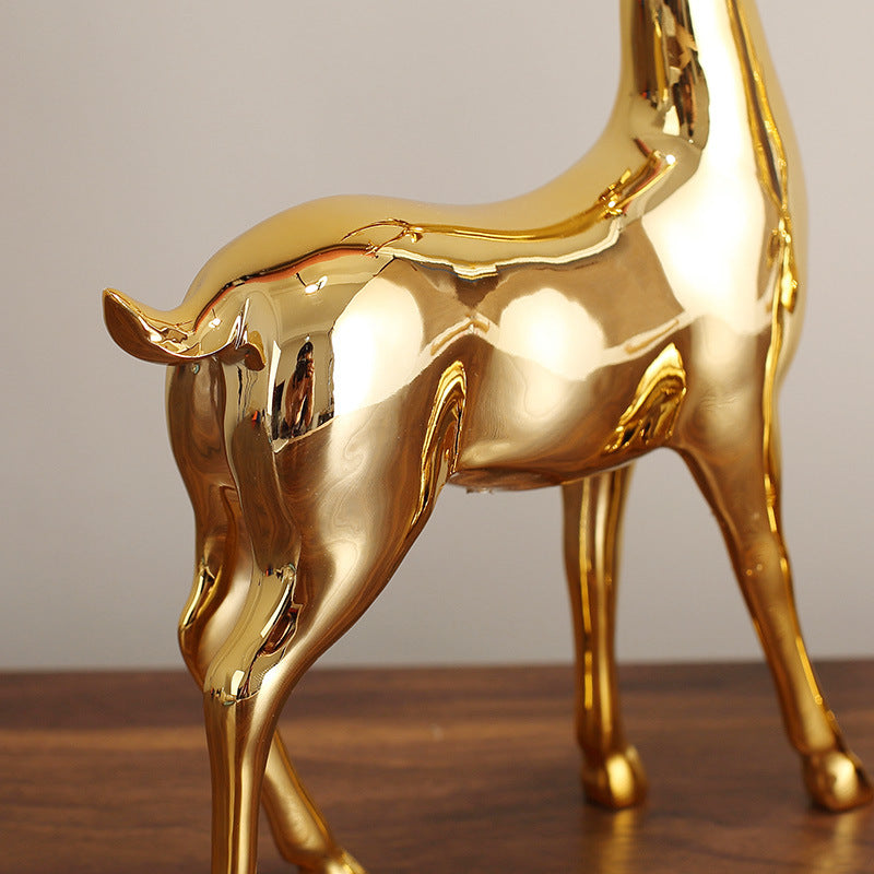 2pcs European Style Fashionable Gold Electroplated Resin Deers for Home and office