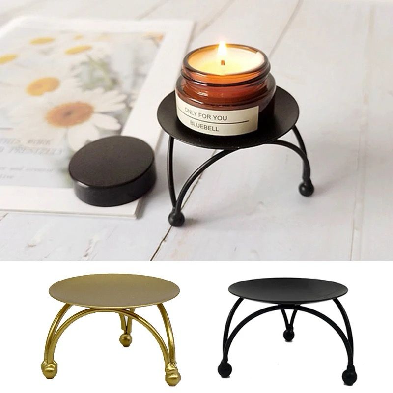 Iron Plated Candle Holders Pillar Metal Plate
