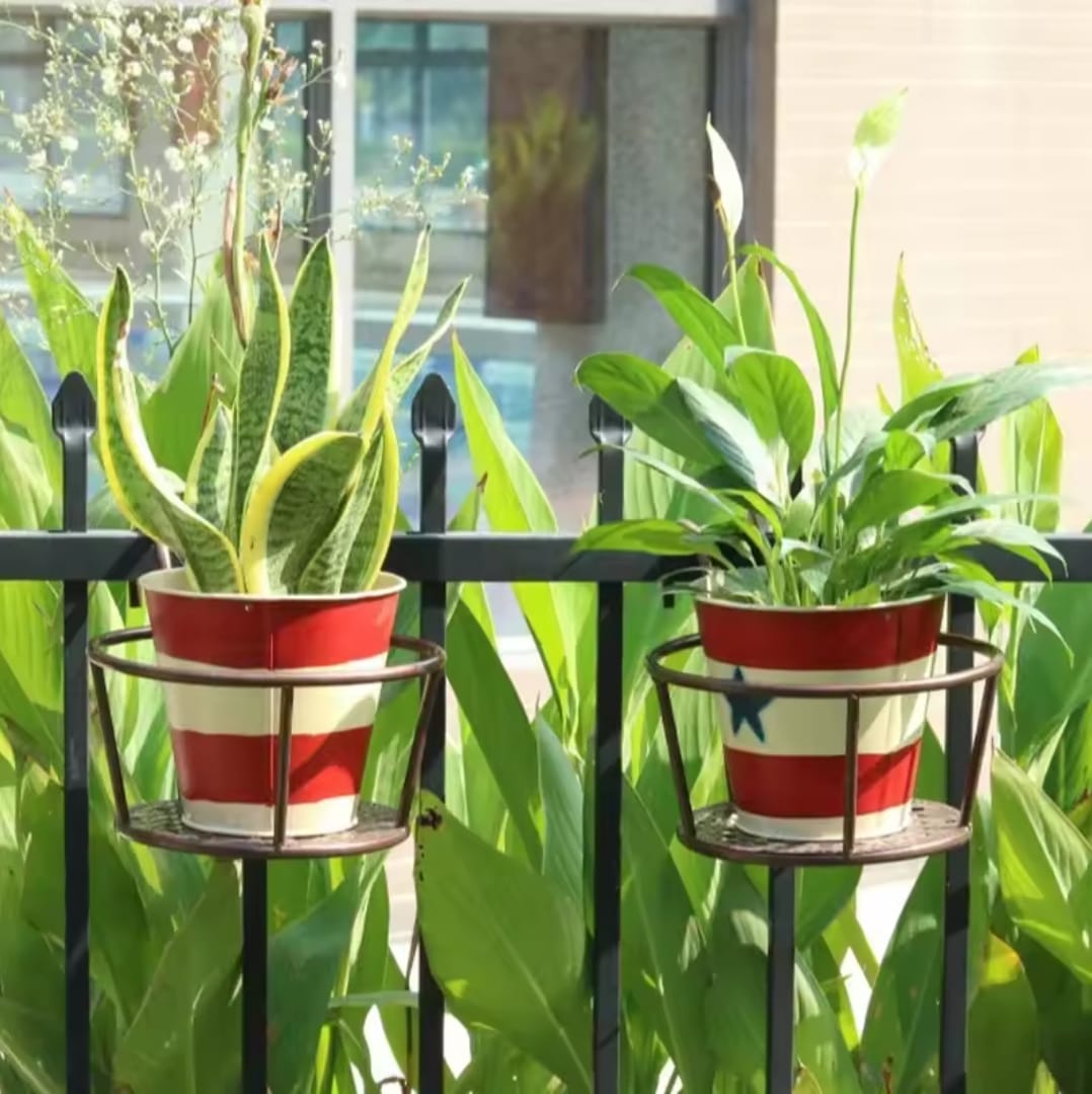 Metallic over the balcony flower pot holder