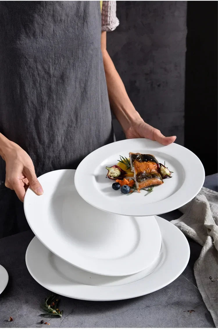 6Pcs Ceramic Plain Dinner Plate