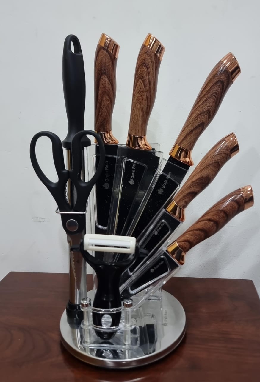High quality Marble profile Heavy stainless steel 9pc knife sets
