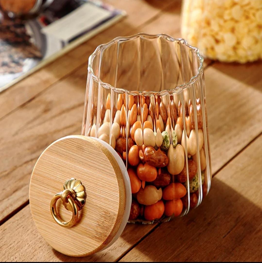 Glass storage containers/jars/canisters with Bamboo lid