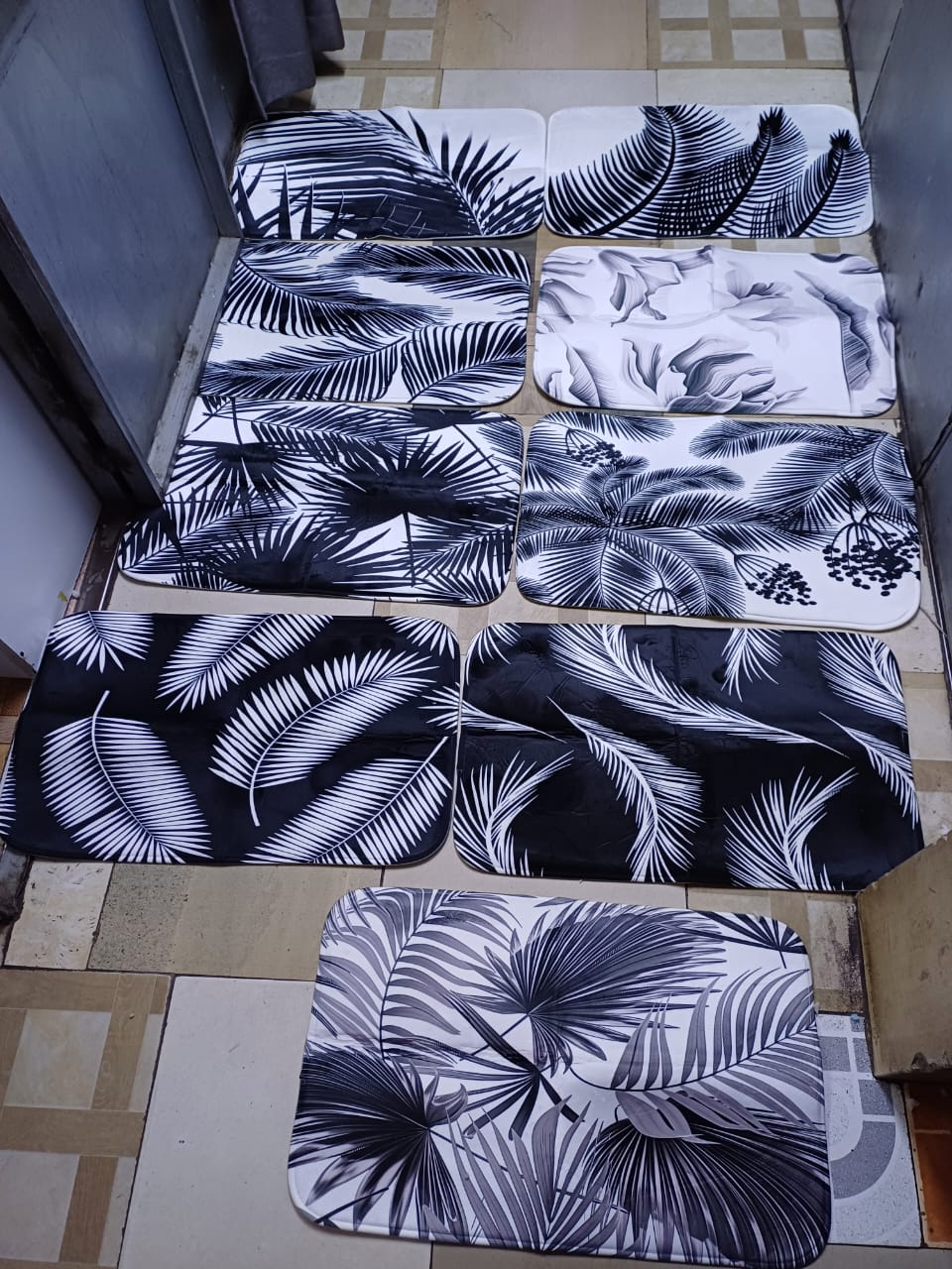 Tropical palm plants doormats