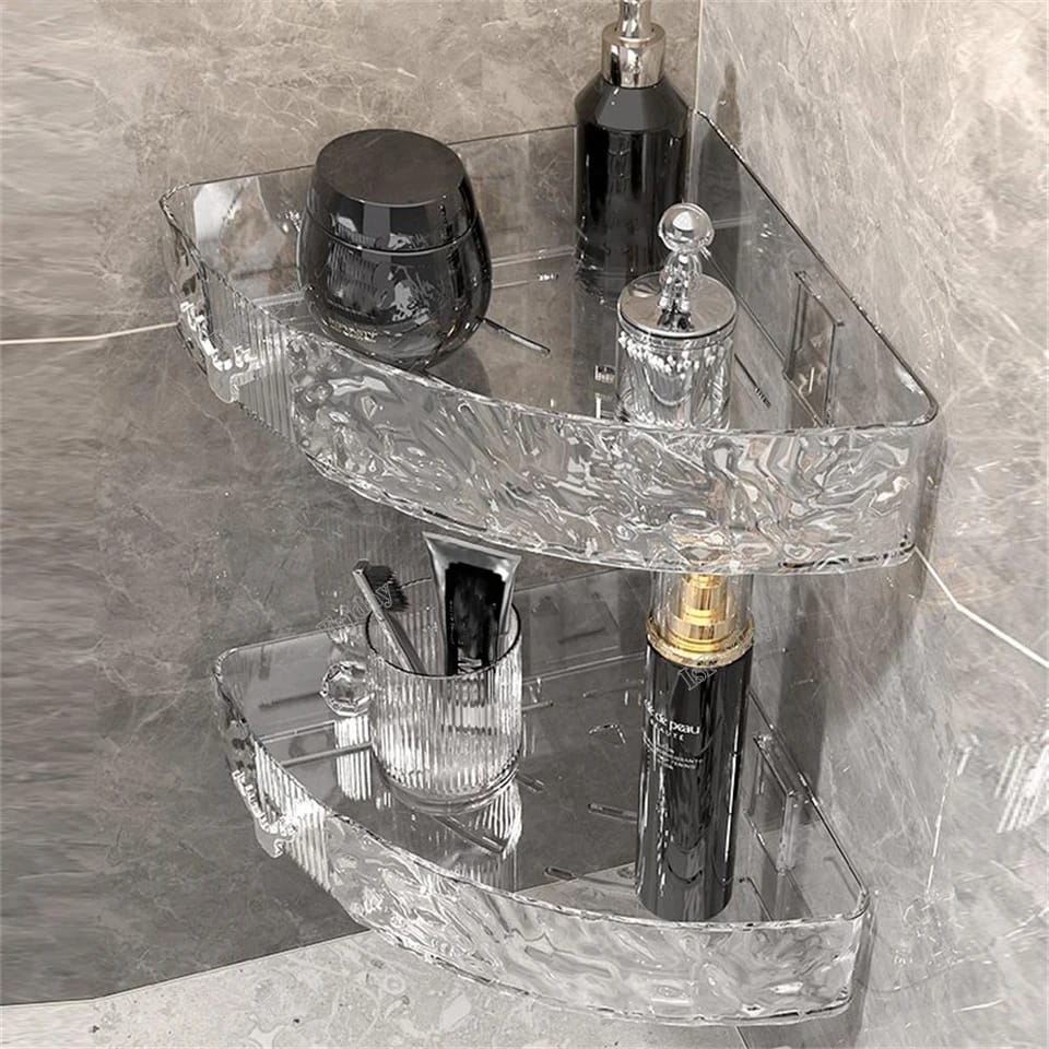 Water Ripple Bathroom Storage Rack Durable Thickening Plastics Shower Gel Storage Rack Punch Free Wall Storage Rack Bathroom