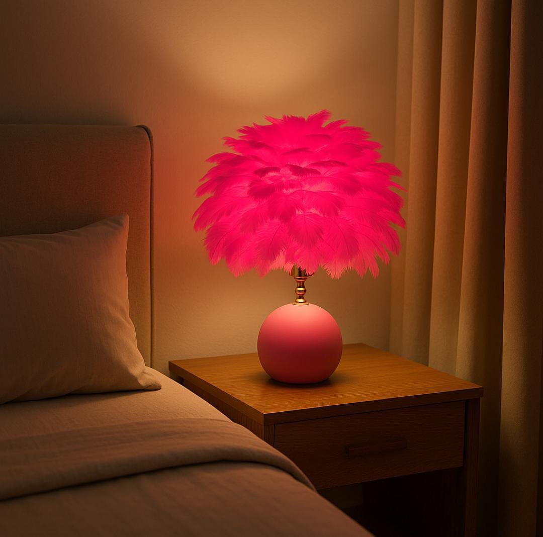 PINK đź’•Medium sizes Feathers like Bedside lamp