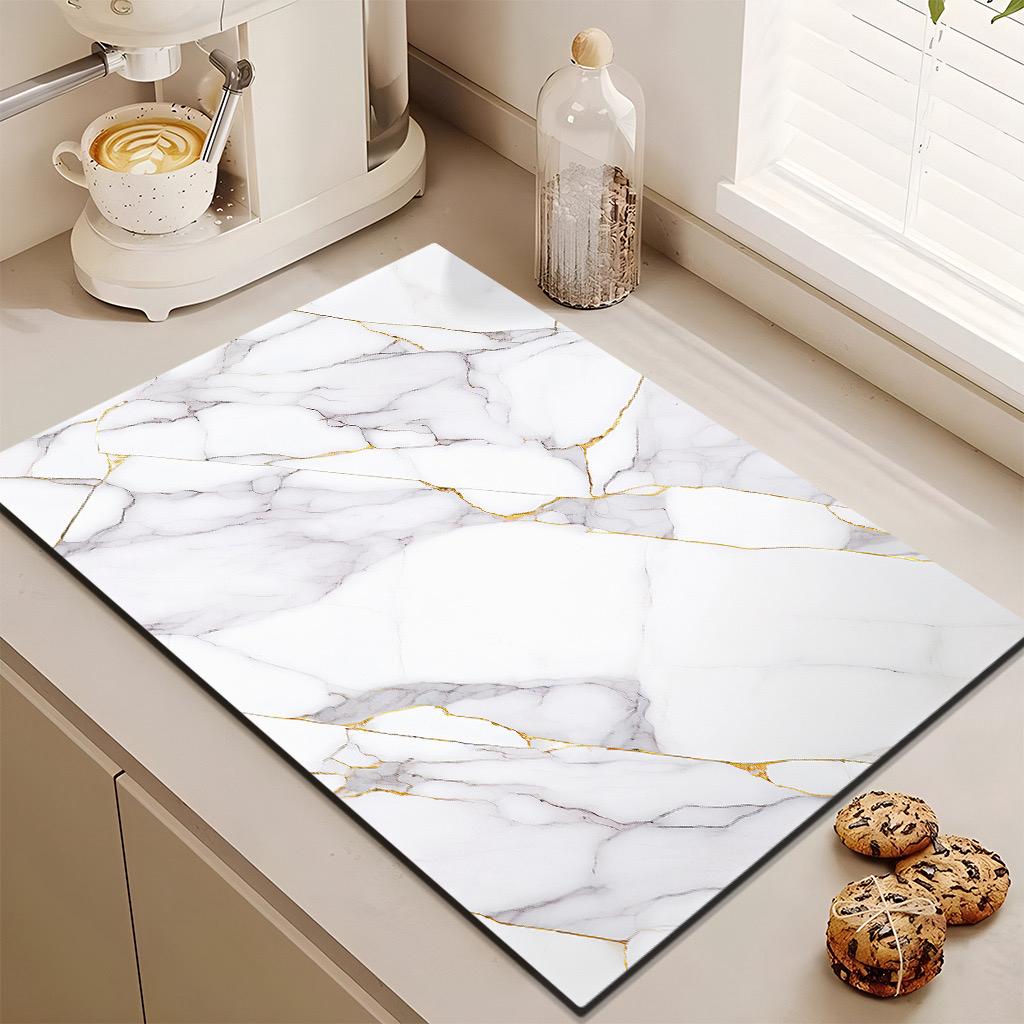 New Marble Kitchen Drain Mat Antiskid Draining Mat Kitchen Coffee Drain Pad Quick Dry Tableware Mat Bathroom Absorbent Floor Mat