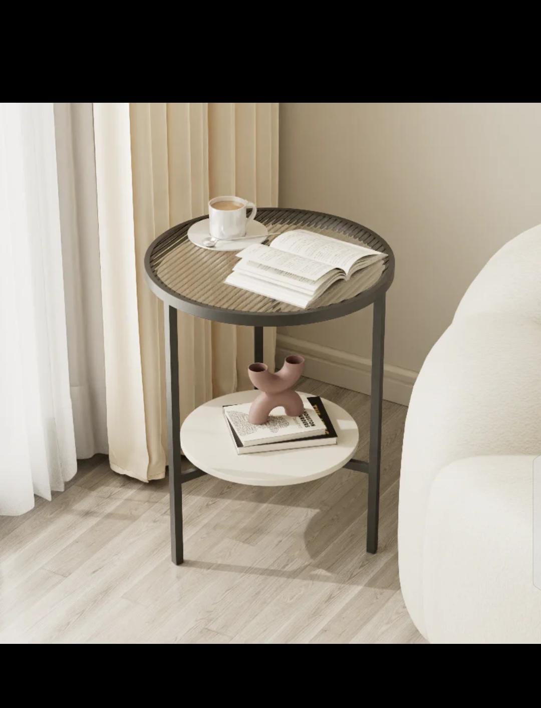 Stone Plate Side Table Living Room Simple Mobile Corner Table Sofa round Glass Mini Side Table Creative Small Coffee Table*l