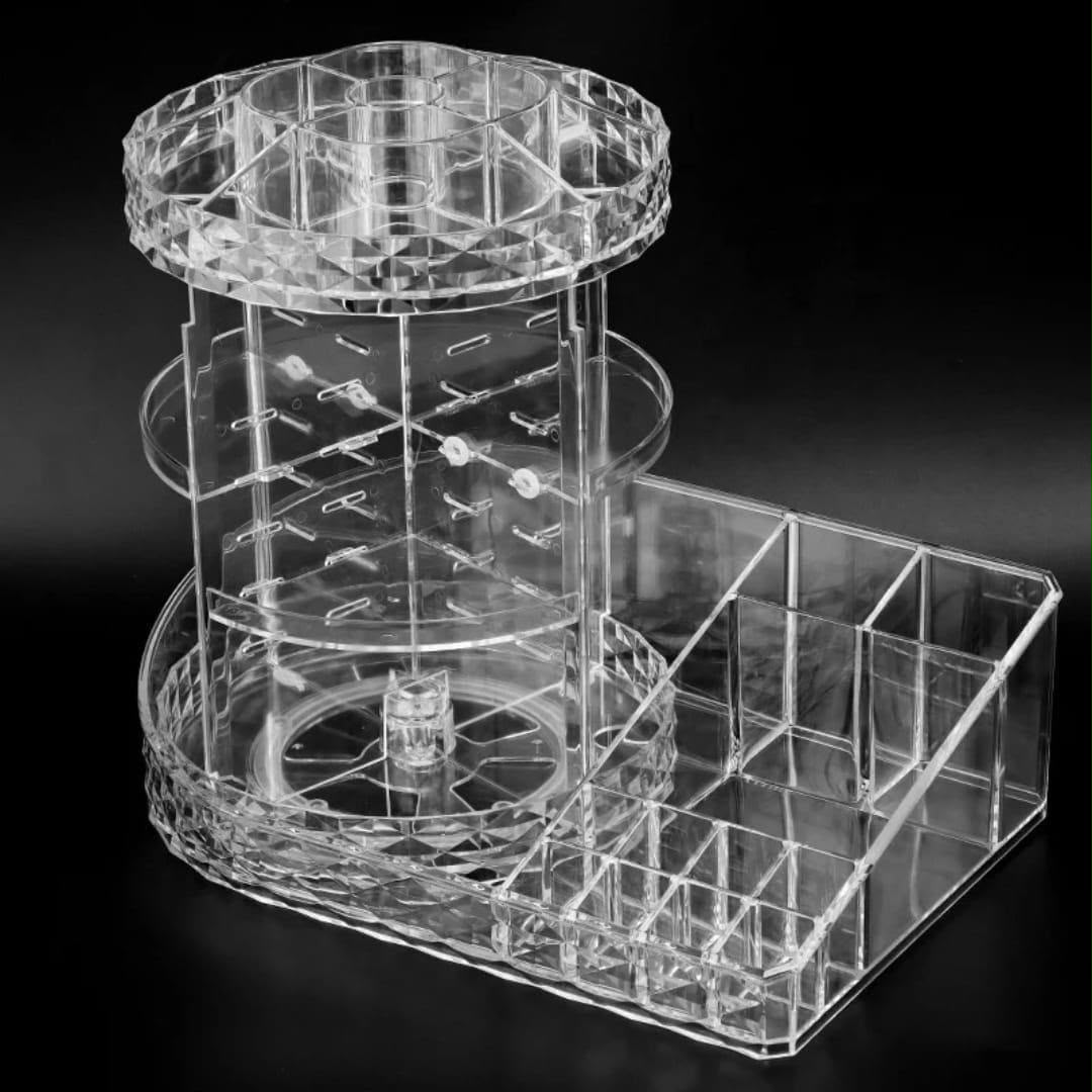 Diamond pattern Desktop Transparent Acrylic Skin Care Product Lipstick Perfume Storage Rack Dressing Table Light Luxury Rotating Cosmetics Storage Box